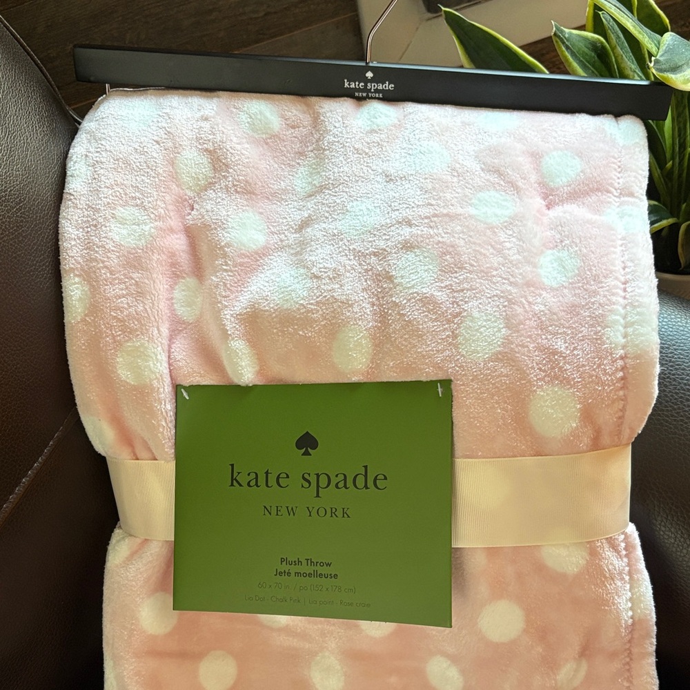 kate spade Pink and White Plush Throw - Picture 2 of 7